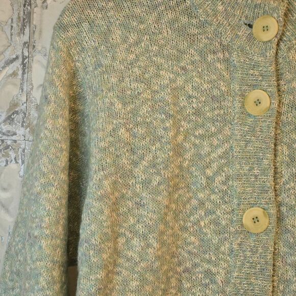 barrie shetland Green Wool/Cotton Blend Cardigan Size M Cozy Core Cabin Chic - Picture 5 of 12